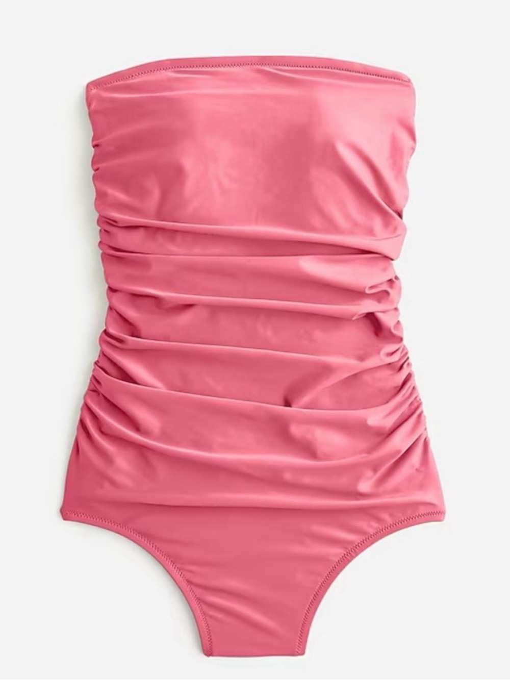 J.Crew Women's Ruched Bandeau One Piece swimsuit Pink Peony Size 6